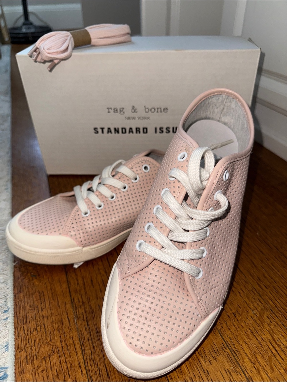 rag & bone Blush Perforated Leather Low-Top Sneakers